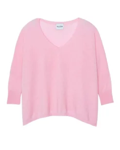 Kujten Sweaters & Sweatshirts>3/4 Sleeve Oversized Cashmere Sweater Candy Pink