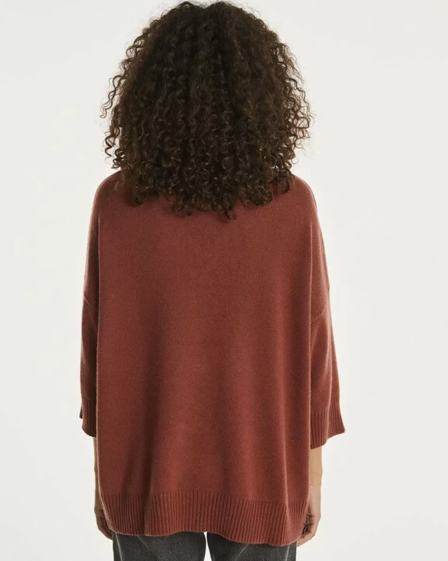 Kujten Sweaters & Sweatshirts>3/4 Sleeve Oversized Cashmere Sweater Bordeaux Sienne