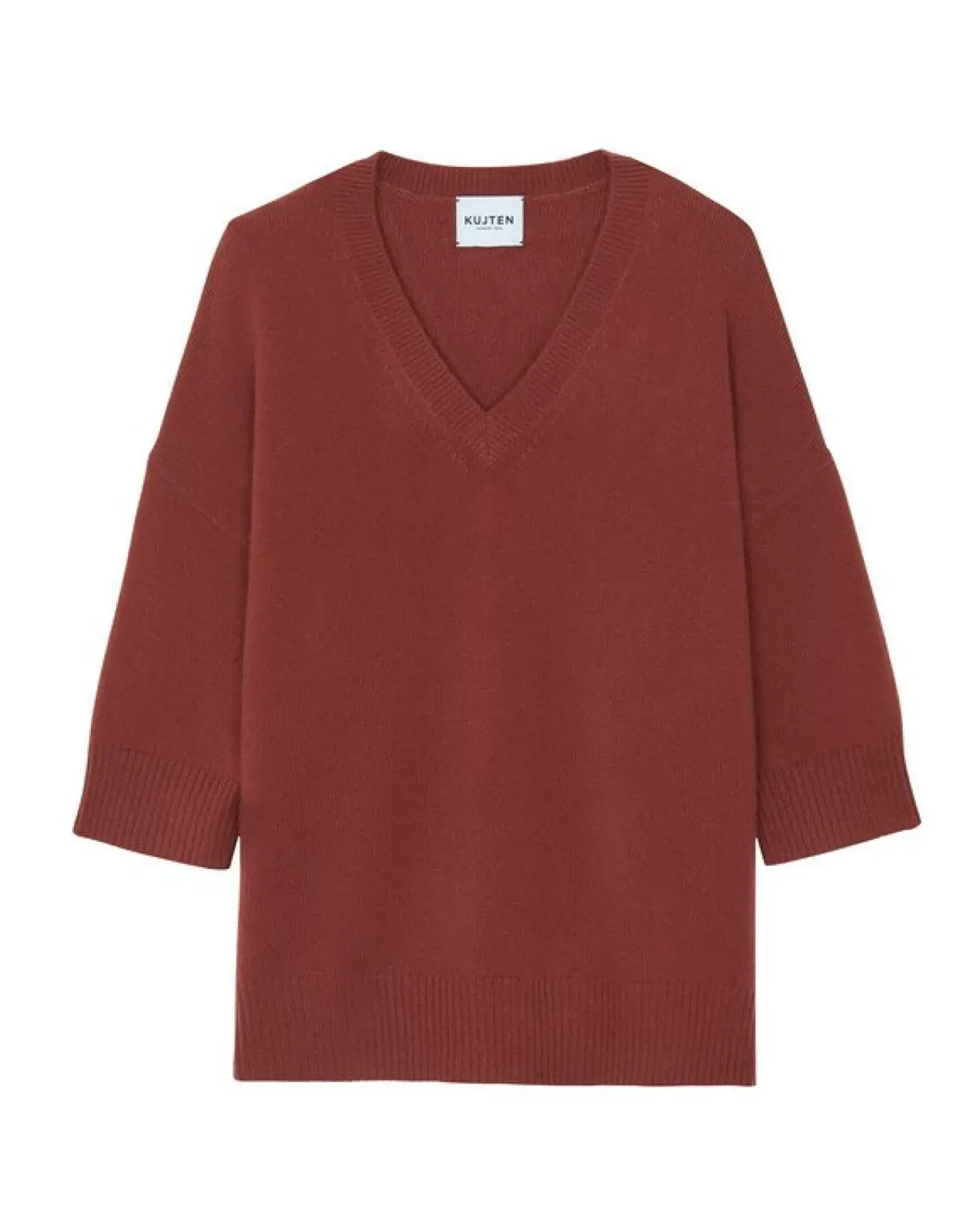 Kujten Sweaters & Sweatshirts>3/4 Sleeve Oversized Cashmere Sweater Bordeaux Sienne