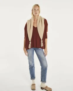 Kujten Sweaters & Sweatshirts>3/4 Sleeve Oversized Cashmere Sweater Bordeaux Sienne