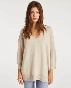 Kujten Sweaters & Sweatshirts>3/4 Sleeve Oversized Cashmere Sweater Avoine