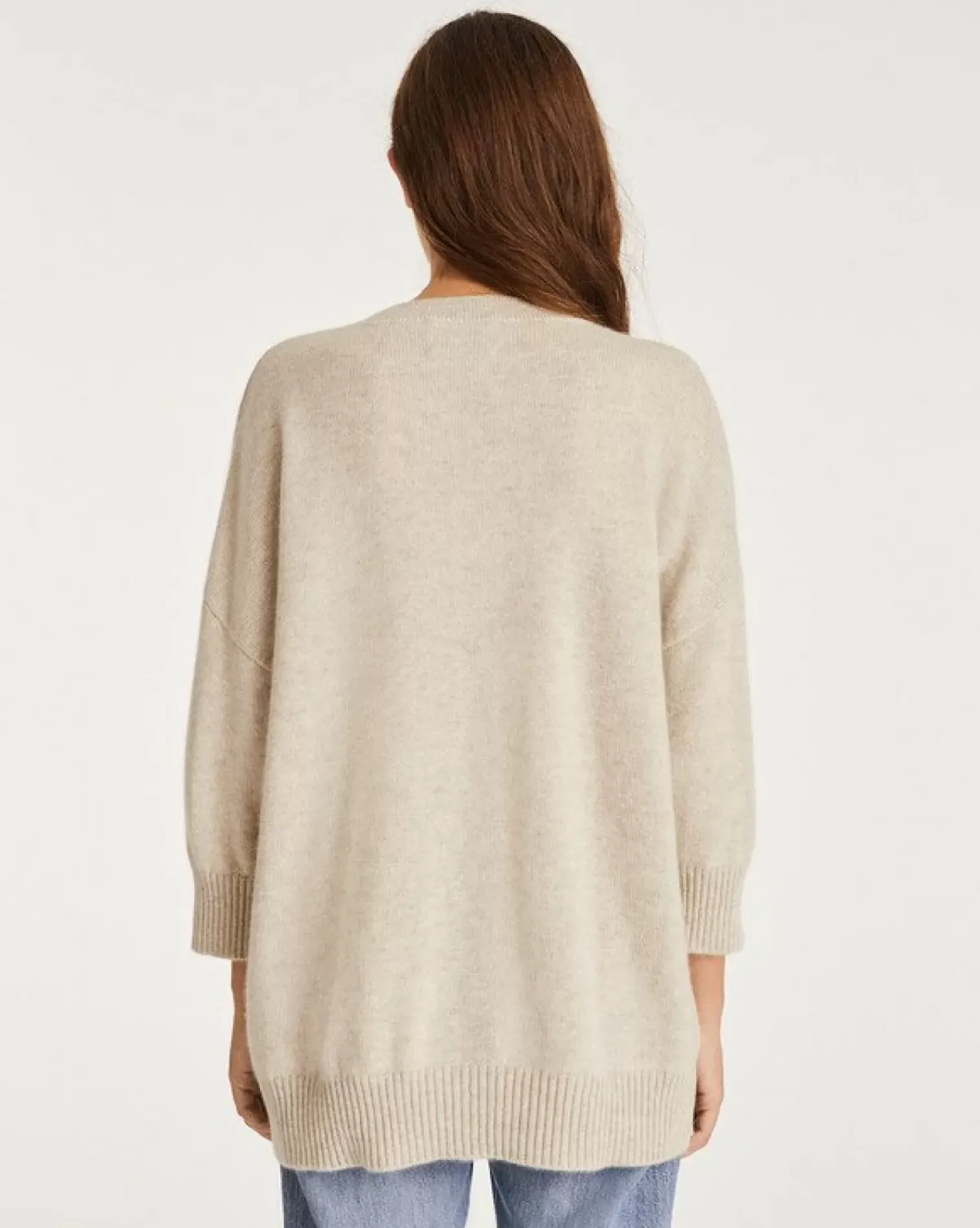 Kujten Sweaters & Sweatshirts>3/4 Sleeve Oversized Cashmere Sweater Avoine
