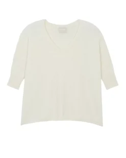 Kujten Sweaters & Sweatshirts>3/4 Sleeves Oversized Cashmere Sweater, 6-Threads Blanc