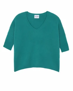 Kujten Sweaters & Sweatshirts>3/4 Sleeves Oversized Cashmere Sweater, 6-Threads Vert Imperial