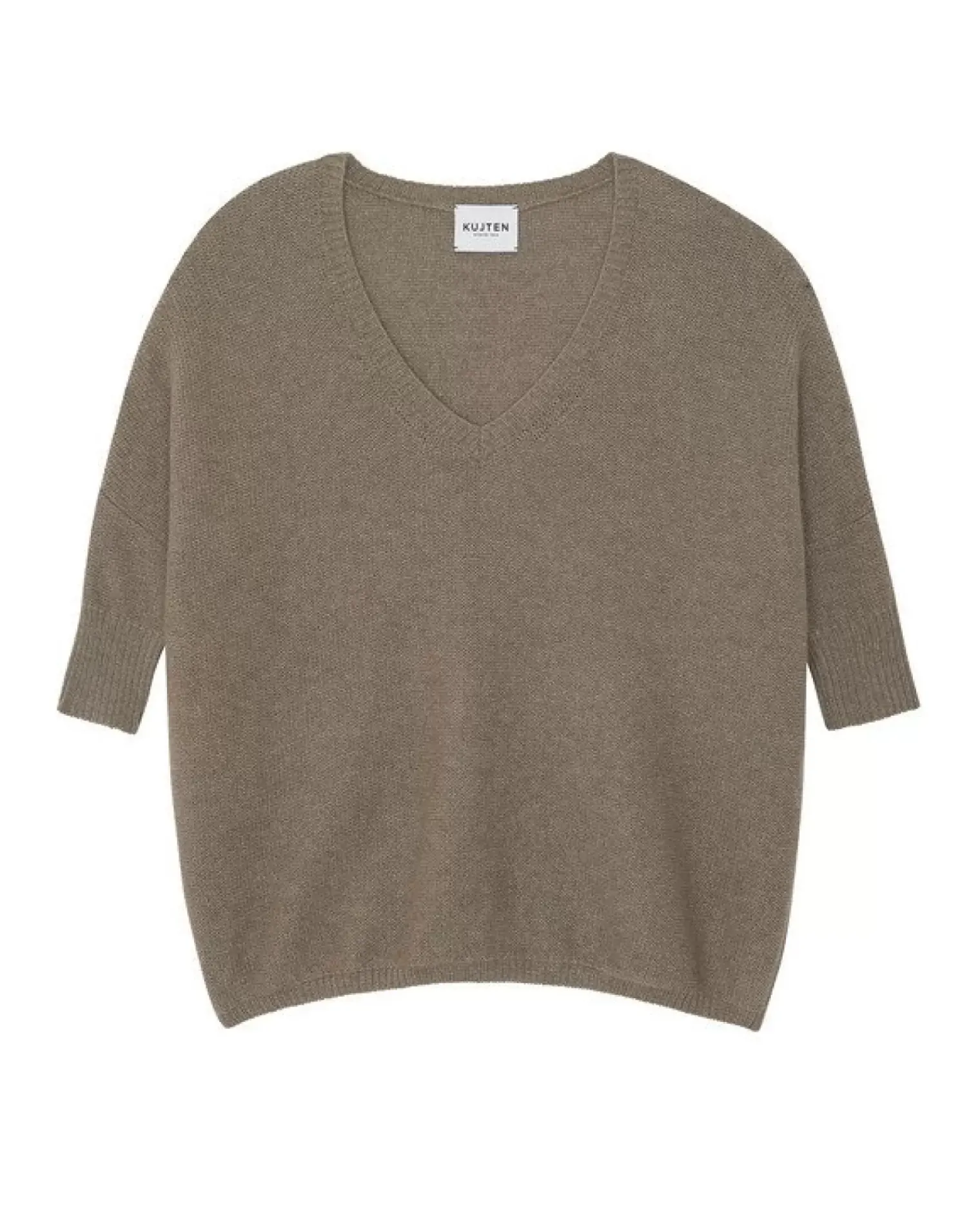 Kujten Sweaters & Sweatshirts>3/4 Sleeves Oversized Cashmere Sweater Beige Taupe