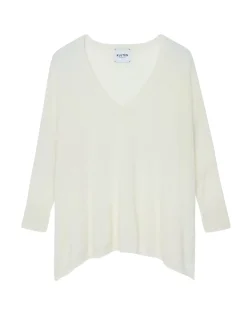 Kujten Sweaters & Sweatshirts>3/4 Sleeves V-Neck Cashmere Sweater Blanc