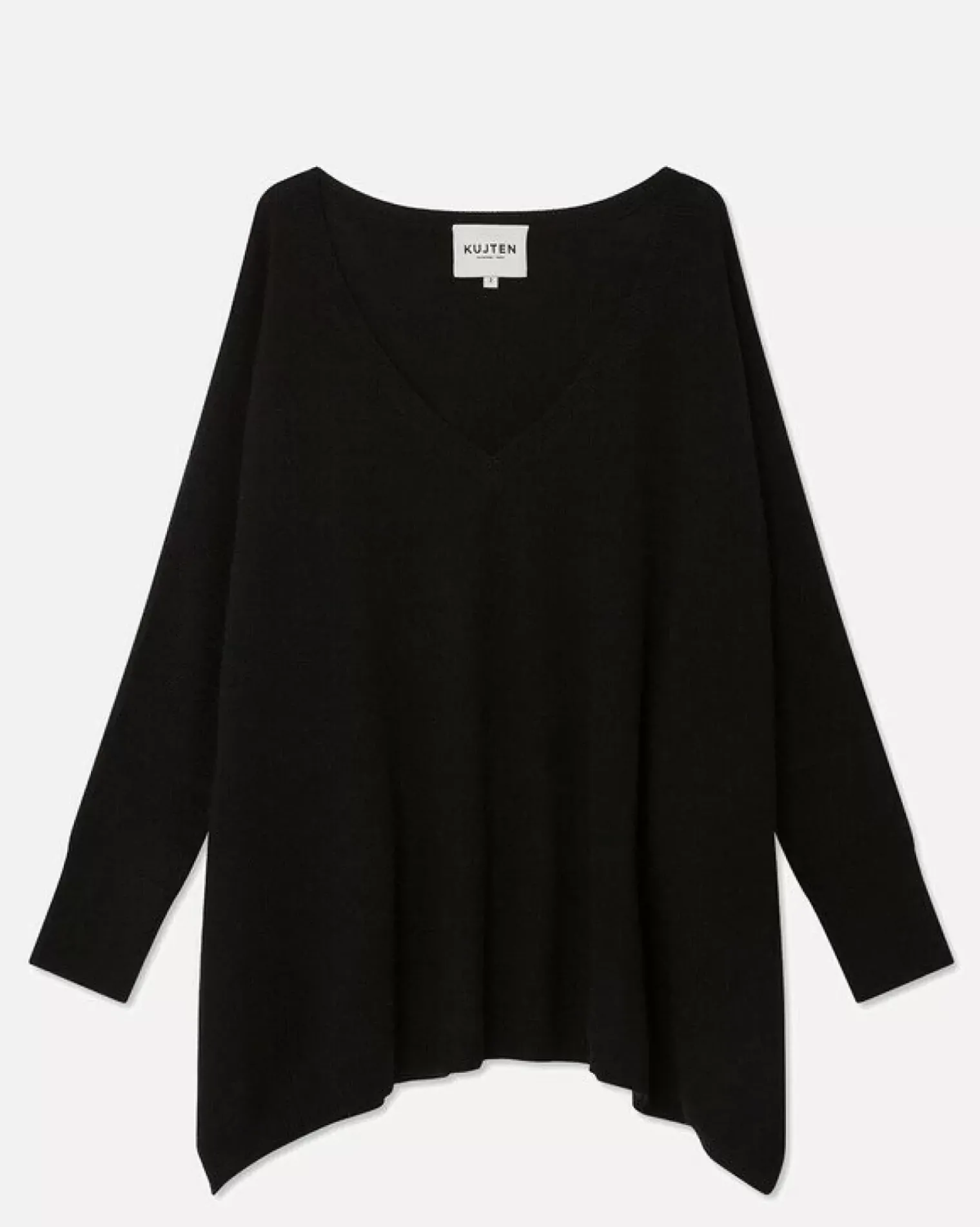 Kujten Sweaters & Sweatshirts>3/4 Sleeves V-Neck Cashmere Sweater, 2-Threads Noir