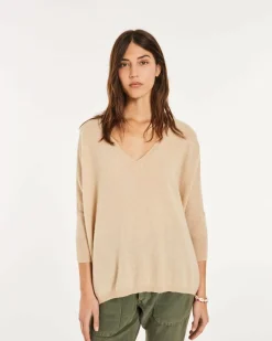 Kujten Sweaters & Sweatshirts>3/4 Sleeves V-Neck Cashmere Sweater Organique