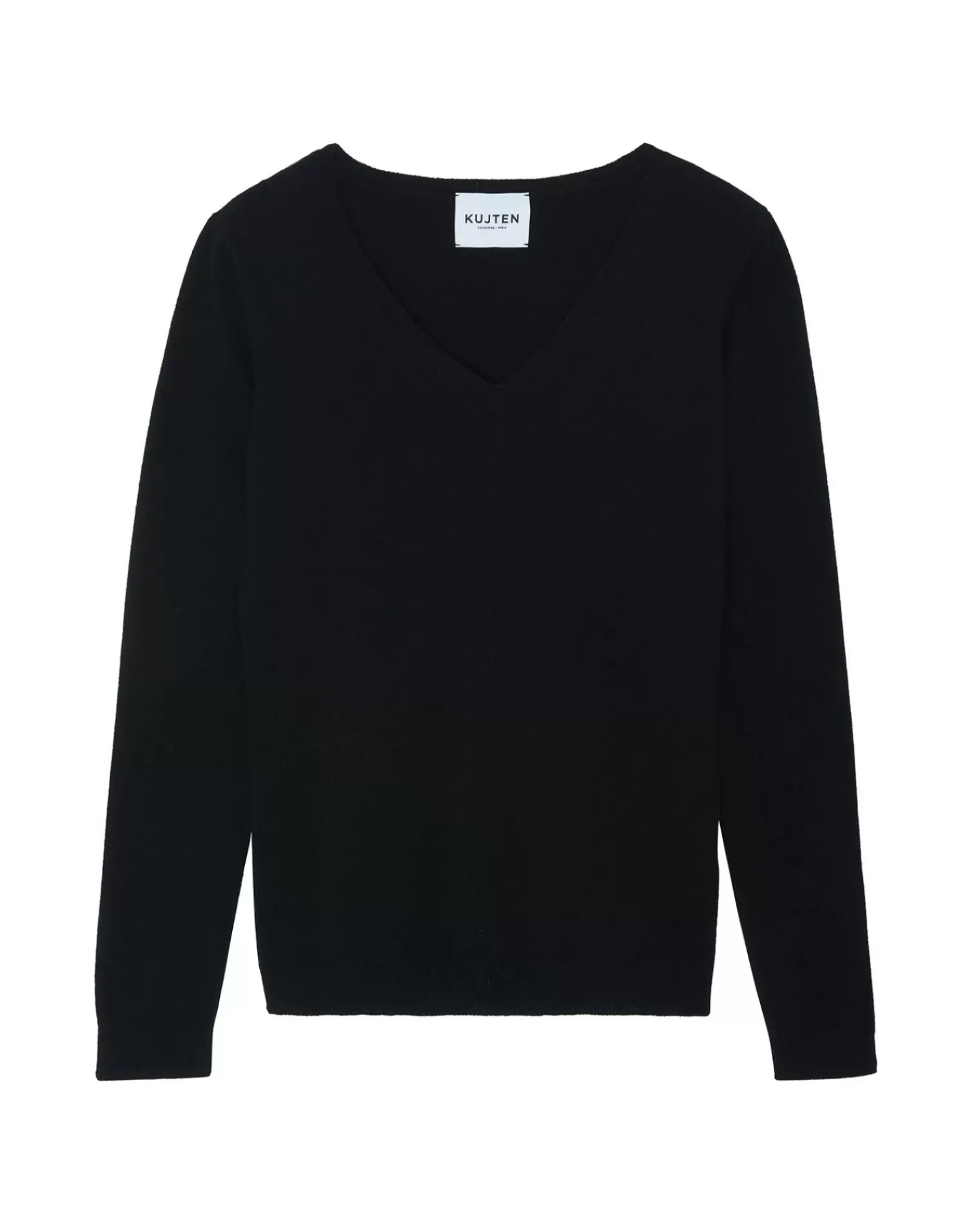 Kujten Sweaters & Sweatshirts>Basic Long Sleeves Cashmere Sweater, 2-Threads Noir