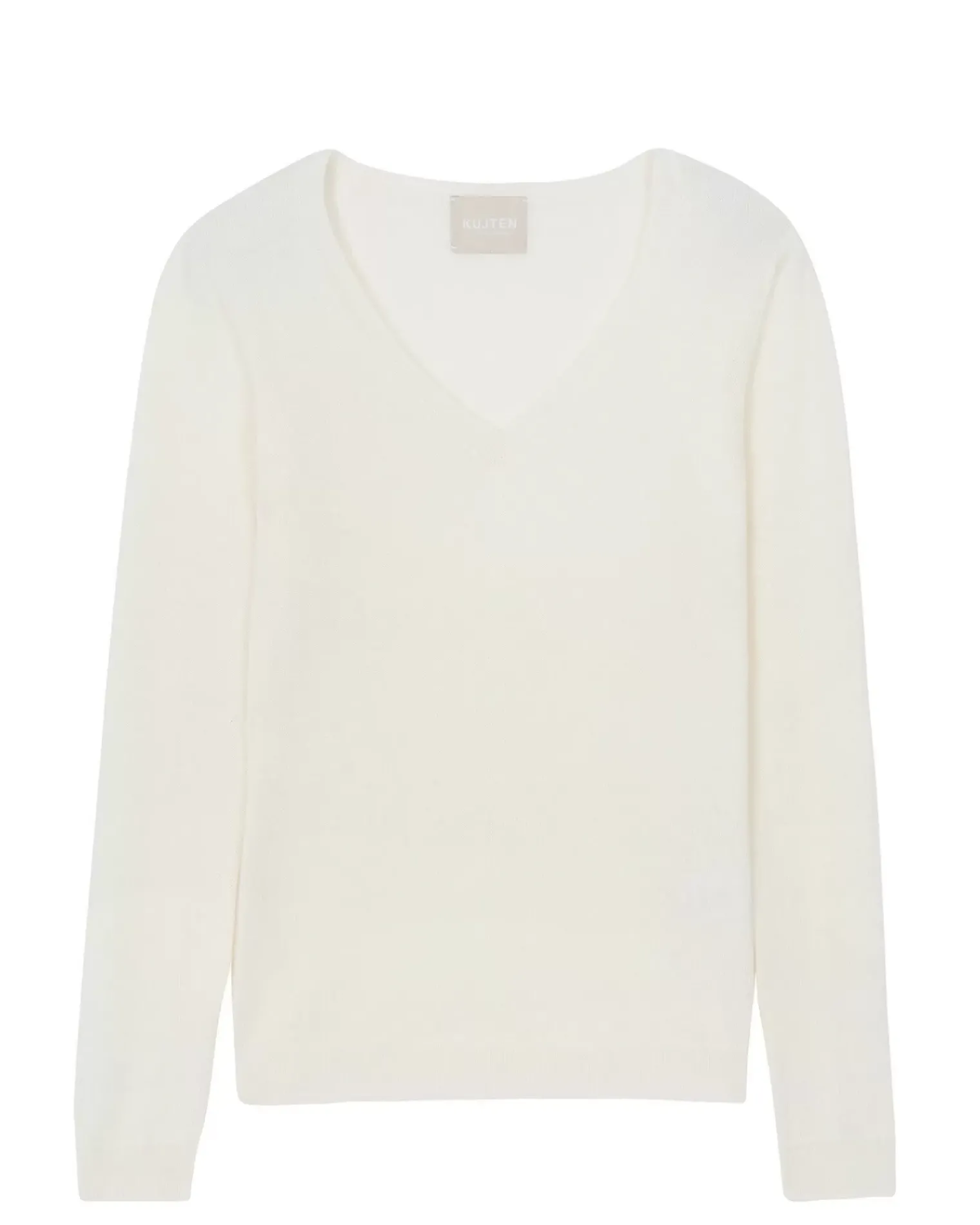 Kujten Sweaters & Sweatshirts>Basic Long Sleeves Cashmere Sweater, 2-Threads Blanc