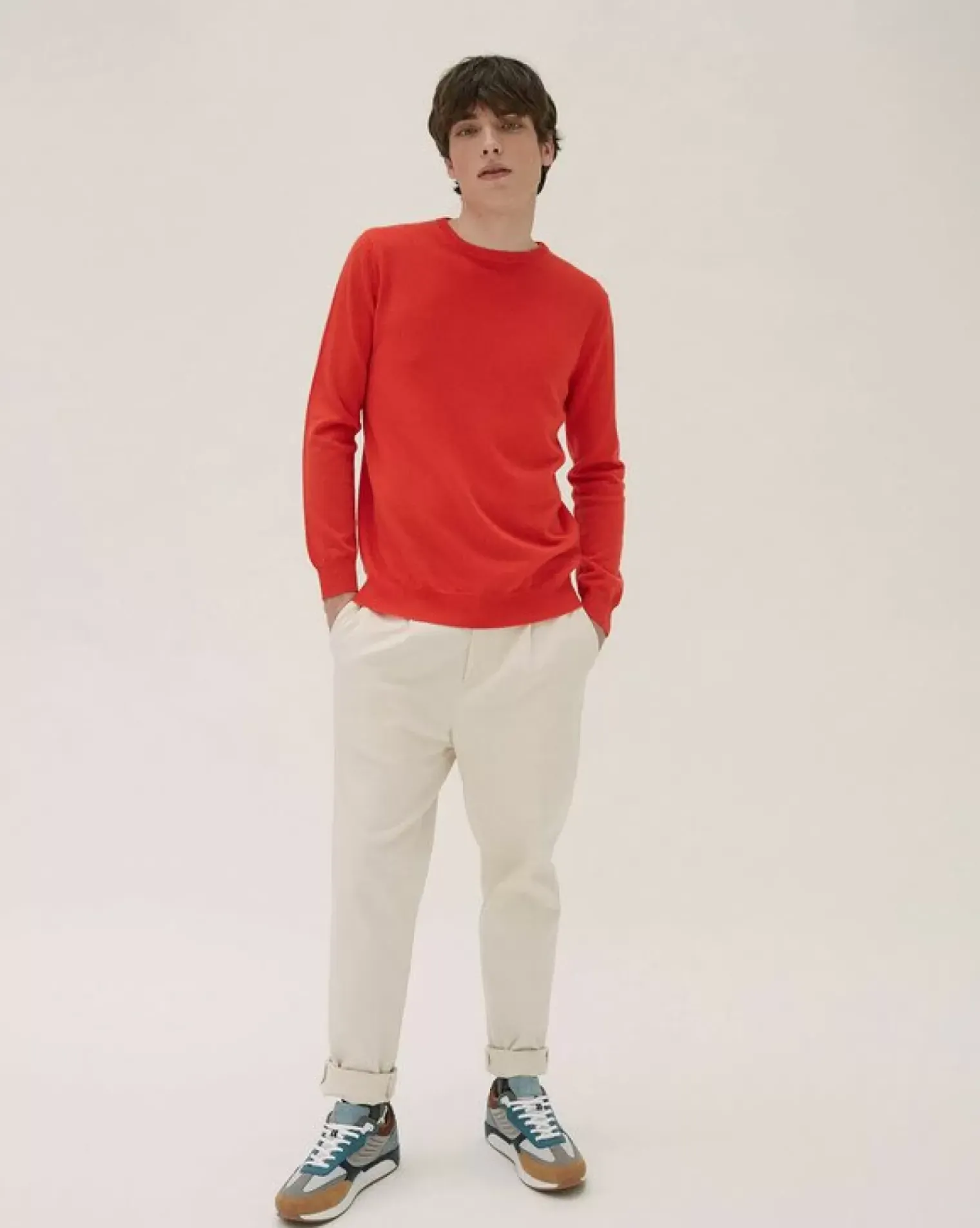 Kujten Sweaters & Sweatshirts>Basic Long Sleeves Cashmere Sweater Rouge Flame