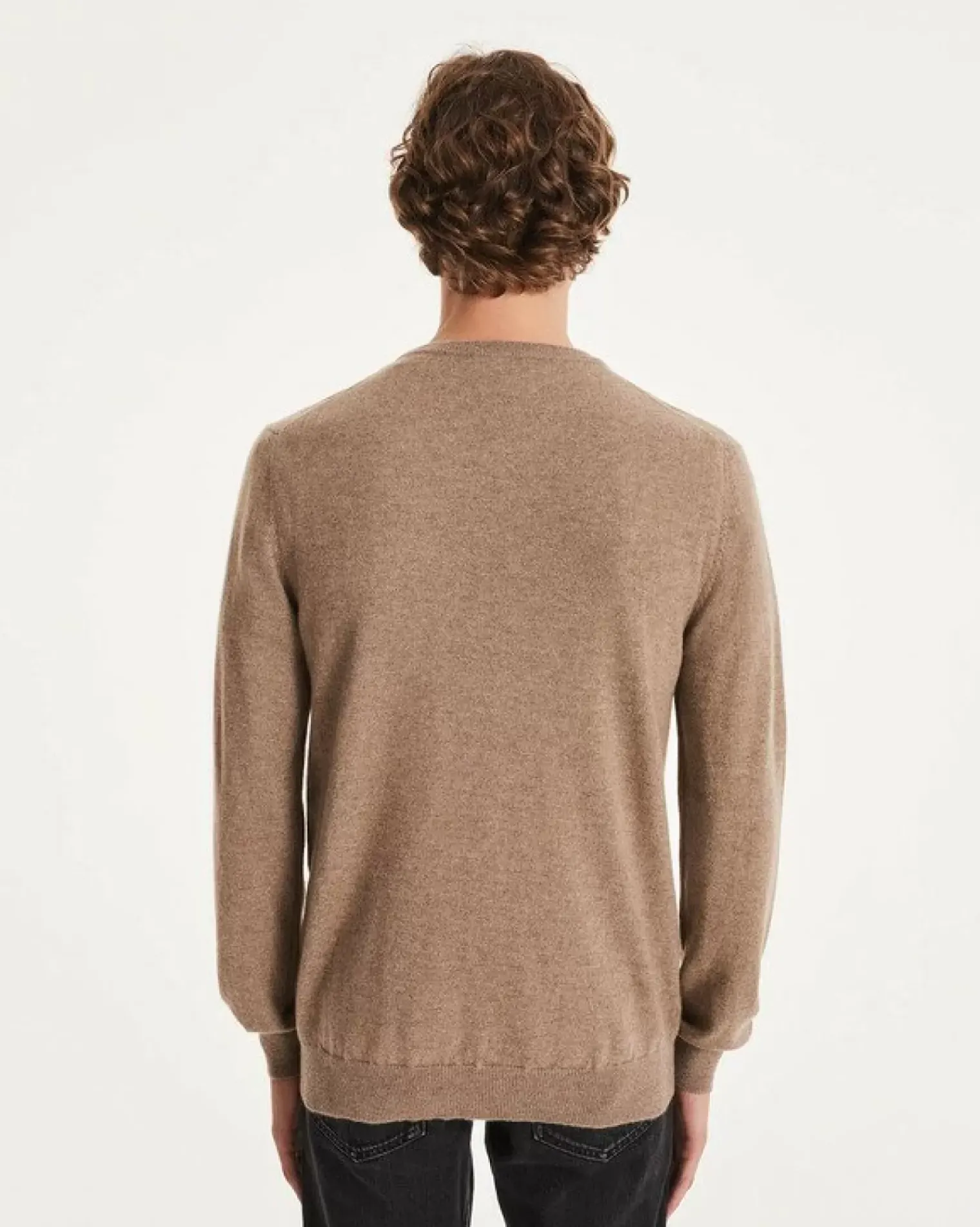 Kujten Sweaters & Sweatshirts>Basic Long Sleeves Cashmere Sweater Beige Taupe