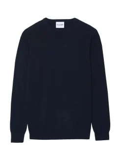Kujten Sweaters & Sweatshirts>Basic Long Sleeves Cashmere Sweater, 2-Threads Bleu Marine Fonce