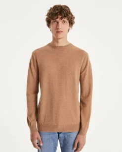 Kujten Sweaters & Sweatshirts>Basic Long Sleeves Cashmere Sweater, 2-Threads Camelo