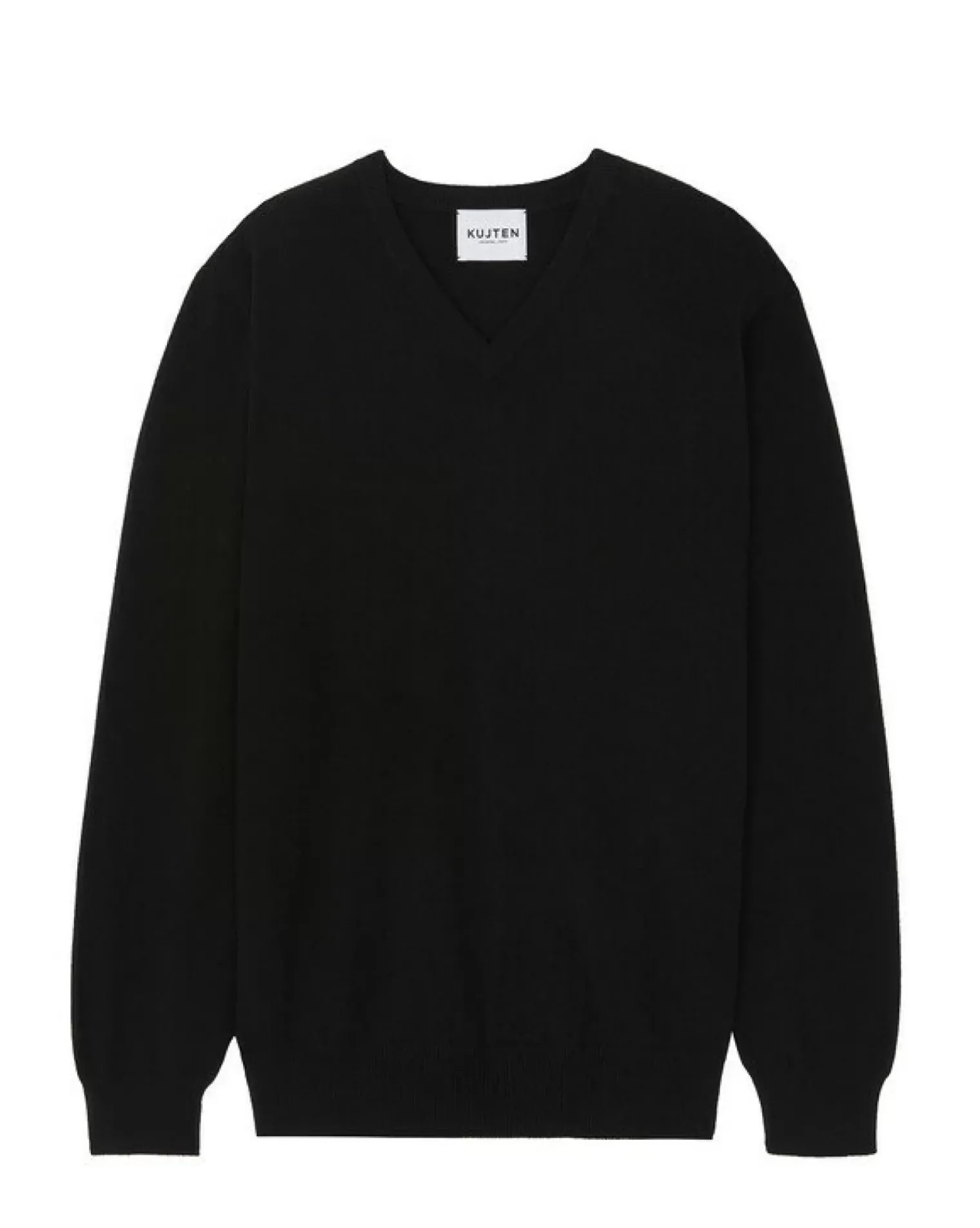 Kujten Sweaters & Sweatshirts>Basic Man V-Neck Cashmere Sweater, 2-Threads Noir