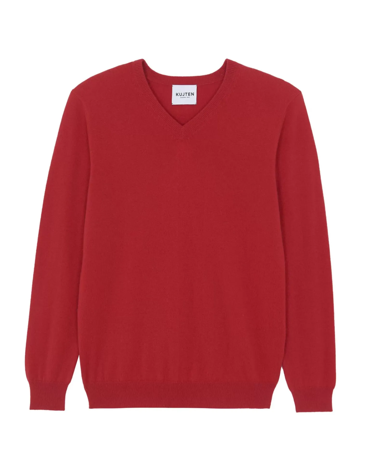 Kujten Sweaters & Sweatshirts>Basic Man V-Neck Cashmere Sweater Rouge