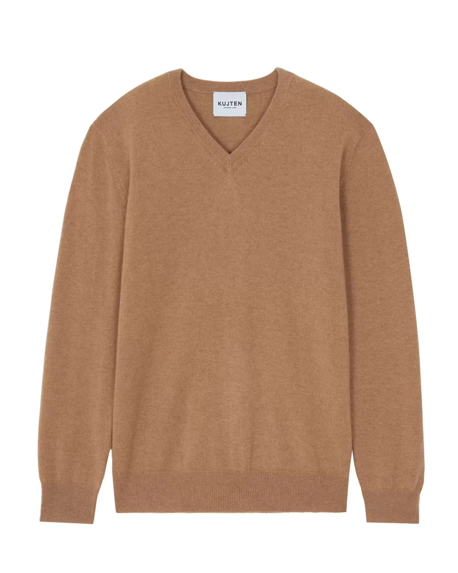 Kujten Sweaters & Sweatshirts>Basic Man V-Neck Cashmere Sweater, 2-Threads Camelo