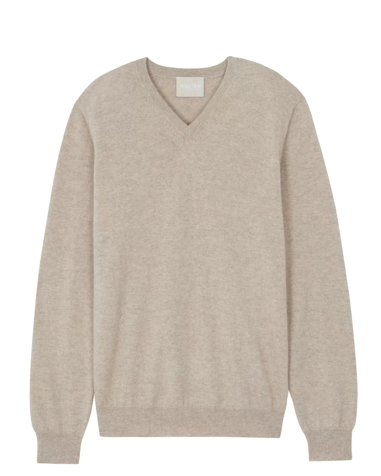 Kujten Sweaters & Sweatshirts>Basic Man V-Neck Cashmere Sweater Beige Chine
