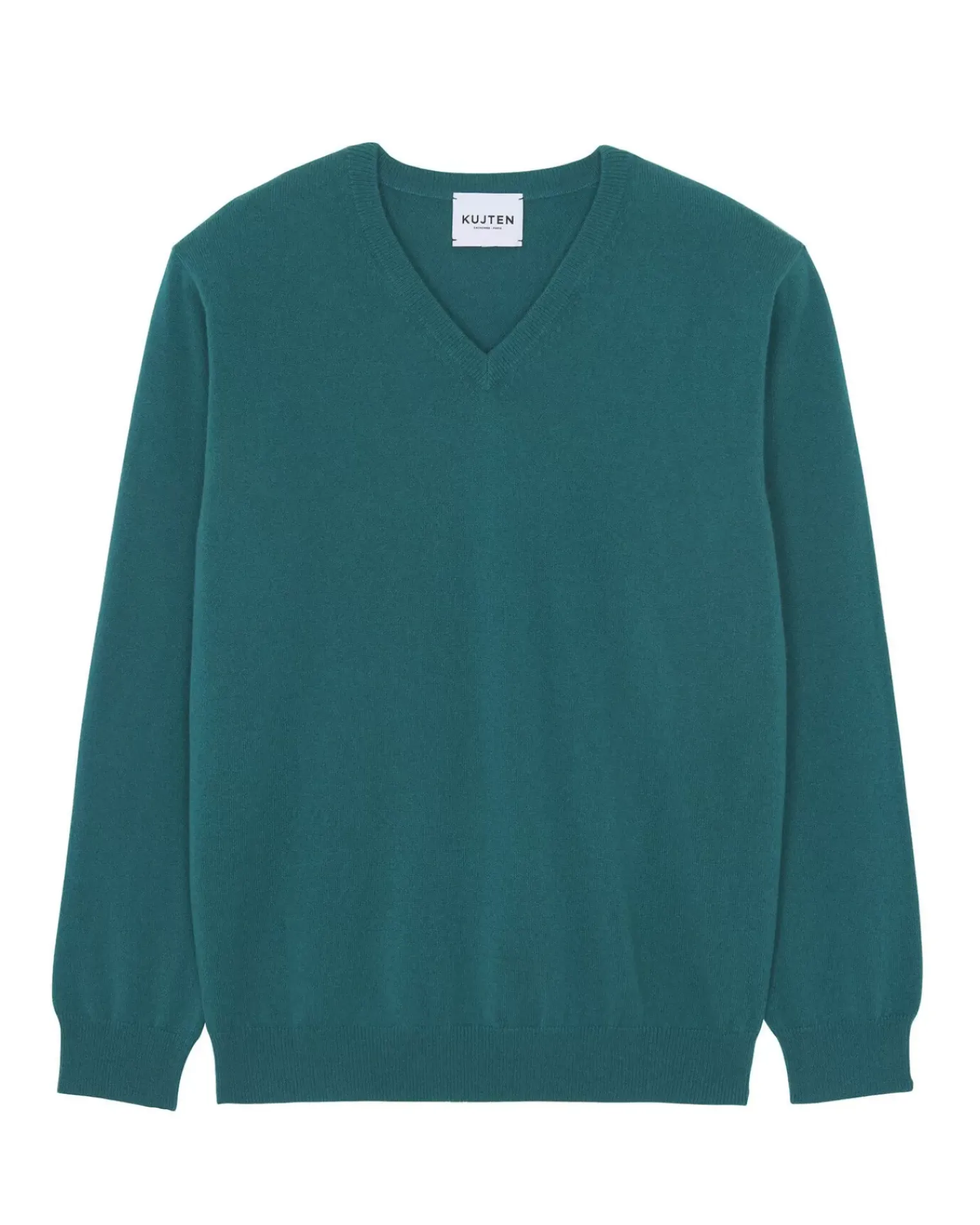 Kujten Sweaters & Sweatshirts>Basic Men V-Neck Cashmere Sweater, 2-Threads Vert Perroquet