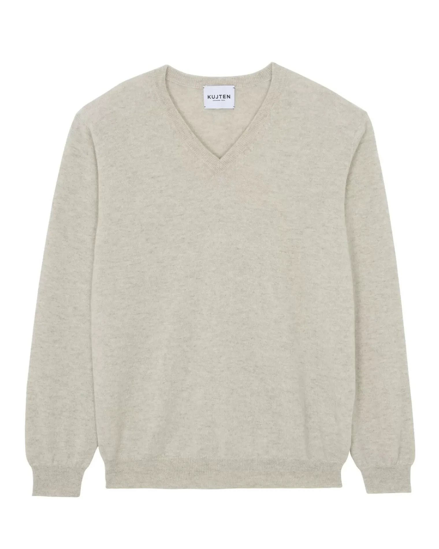 Kujten Sweaters & Sweatshirts>Basic Men V-Neck Cashmere Sweater, 2-Threads Avoine