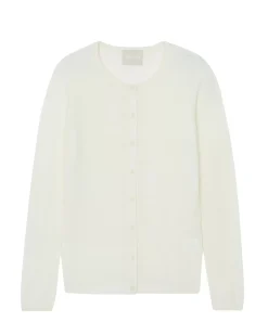 Kujten Jackets & Vests>Basic Round Neck Woman Cashmere Cardigan Blanc