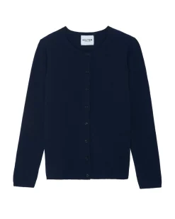 Kujten Jackets & Vests>Basic Round Neck Woman Cashmere Cardigan Bleu Marine
