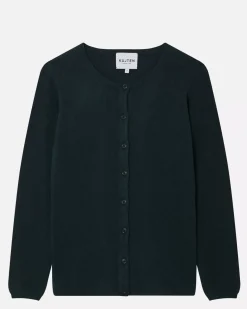 Kujten Jackets & Vests>Basic Round Neck Woman Cashmere Cardigan Sapin