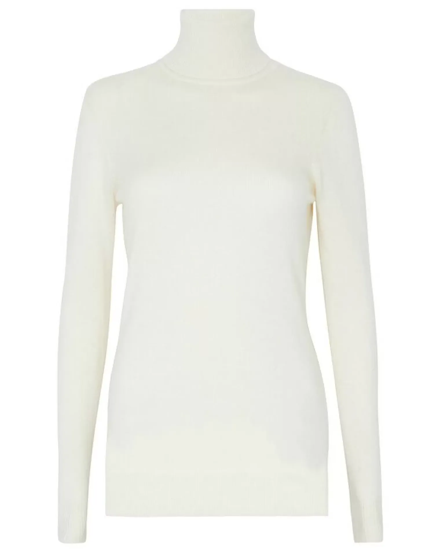 Kujten Sweaters & Sweatshirts>Basic Turtleneck 100% Cashmere Sweater, 2-Threads Blanc