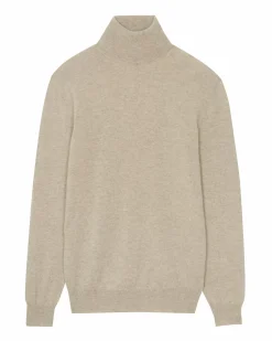 Kujten Sweaters & Sweatshirts>Basic Turtleneck Man Cashmere Sweater Beige Chine