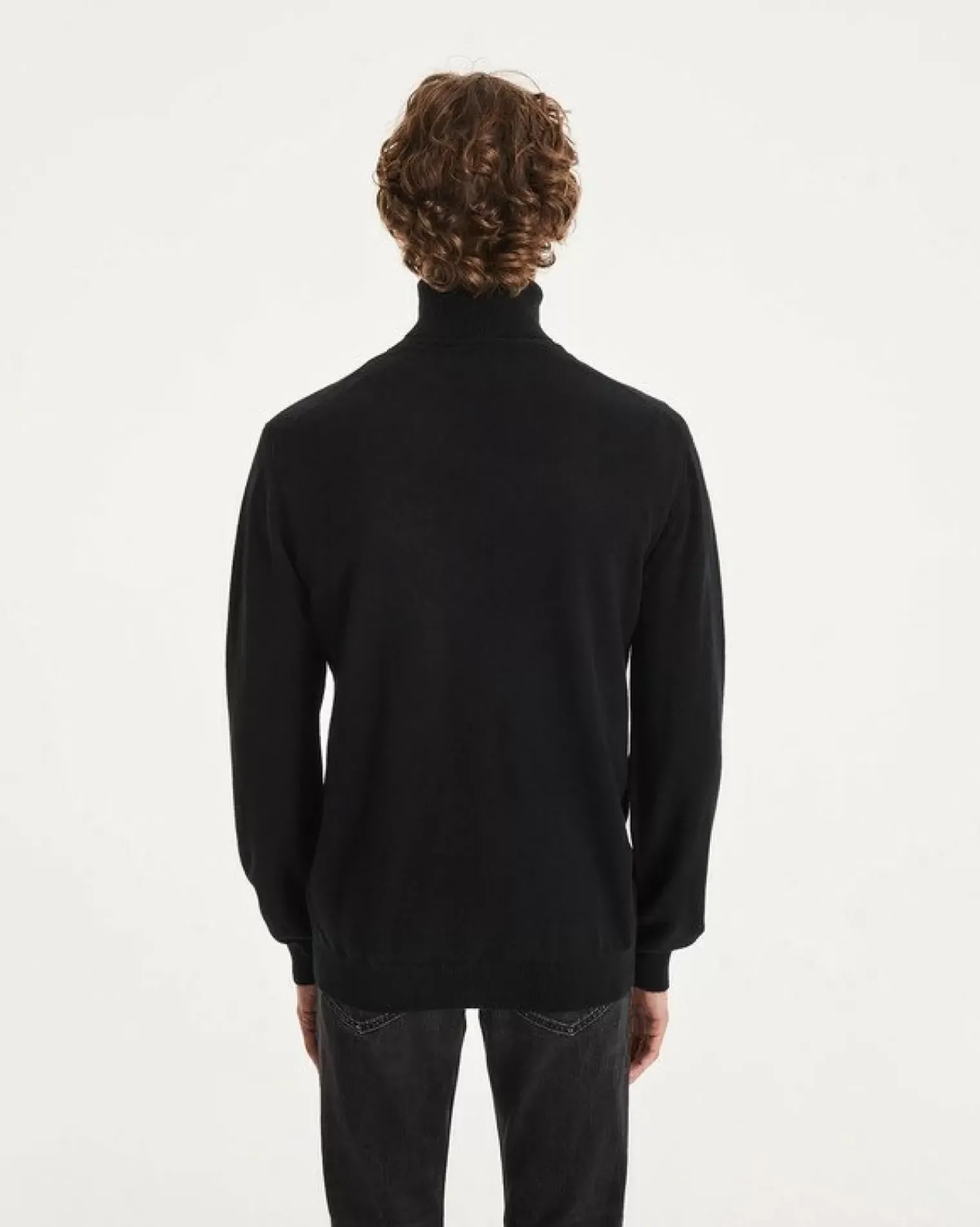 Kujten Sweaters & Sweatshirts>Basic Turtleneck Man Cashmere Sweater, 2-Threads Noir