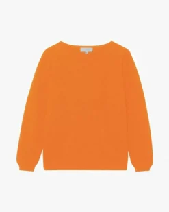 Kujten Sweaters & Sweatshirts>Basic Woman Round Neck Cashmere Sweater Orange