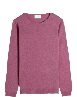 Kujten Sweaters & Sweatshirts>Basic Woman Round Neck Cashmere Sweater Rose
