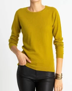 Kujten Sweaters & Sweatshirts>Basic Woman Round Neck Cashmere Sweater Vert Olive