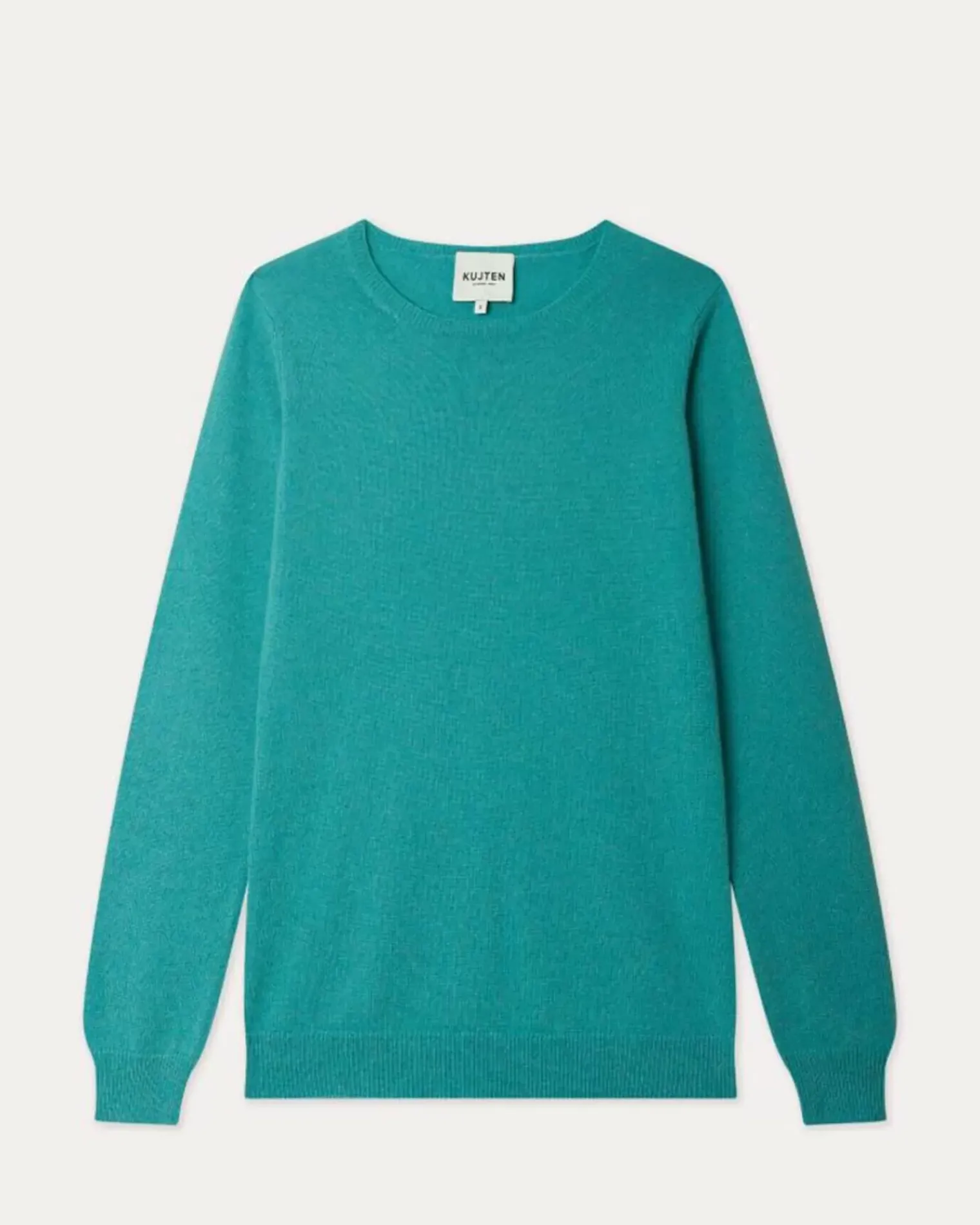 Kujten Sweaters & Sweatshirts>Basic Woman Round Neck Cashmere Sweater Bleu Turquoise Chine