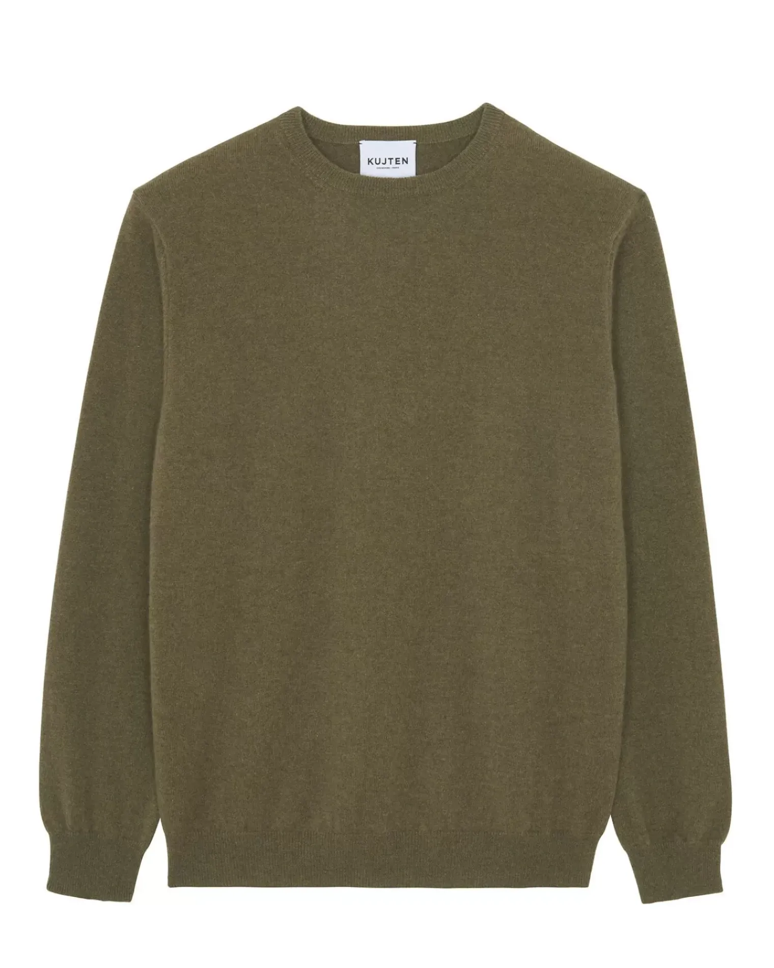 Kujten Sweaters & Sweatshirts>Basic Women Round Neck Cashmere Sweater, 2-Threads Kaki Scout