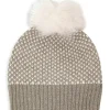 Kujten Hats & Headbands>Bicolored Cashmere Hat With Pompom Kaki Chine