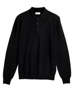 Kujten Sweaters & Sweatshirts>Buttoned Cashmere Polo Noir