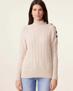 Kujten Sweaters & Sweatshirts>Buttons Chimney Neck Cashmere Sweater, 4-Threads Organique