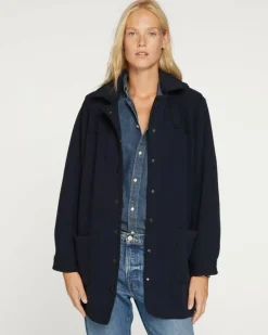 Kujten Coats>Cachemire Caban Dufflecoat Bleu Marine Fonce