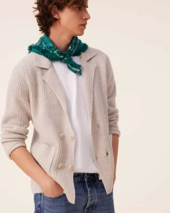 Kujten Jackets & Vests>Cardigan Stitch Cashmere Blazer Jacket, 6-Threads Avoine