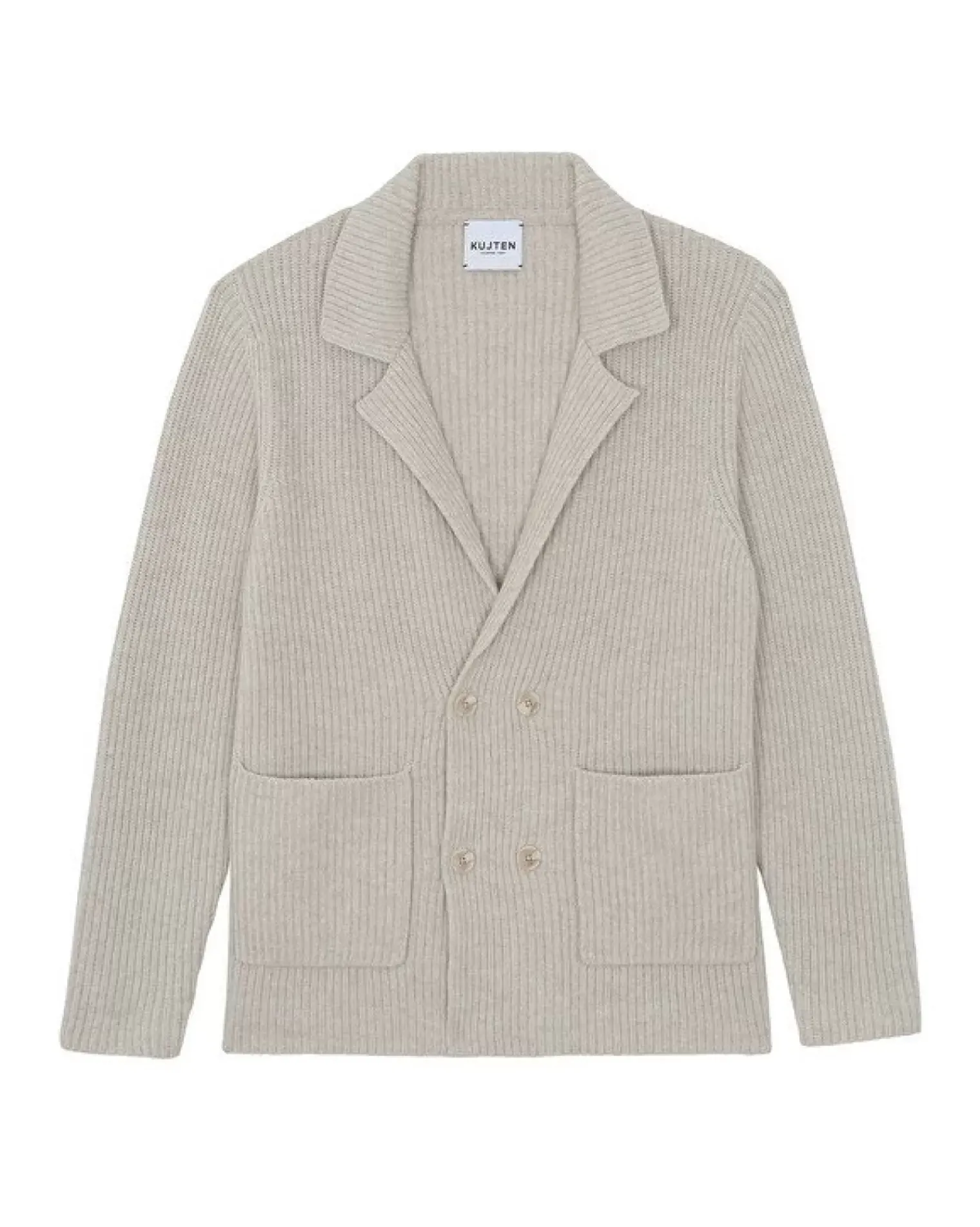 Kujten Jackets & Vests>Cardigan Stitch Cashmere Blazer Jacket, 6-Threads Avoine