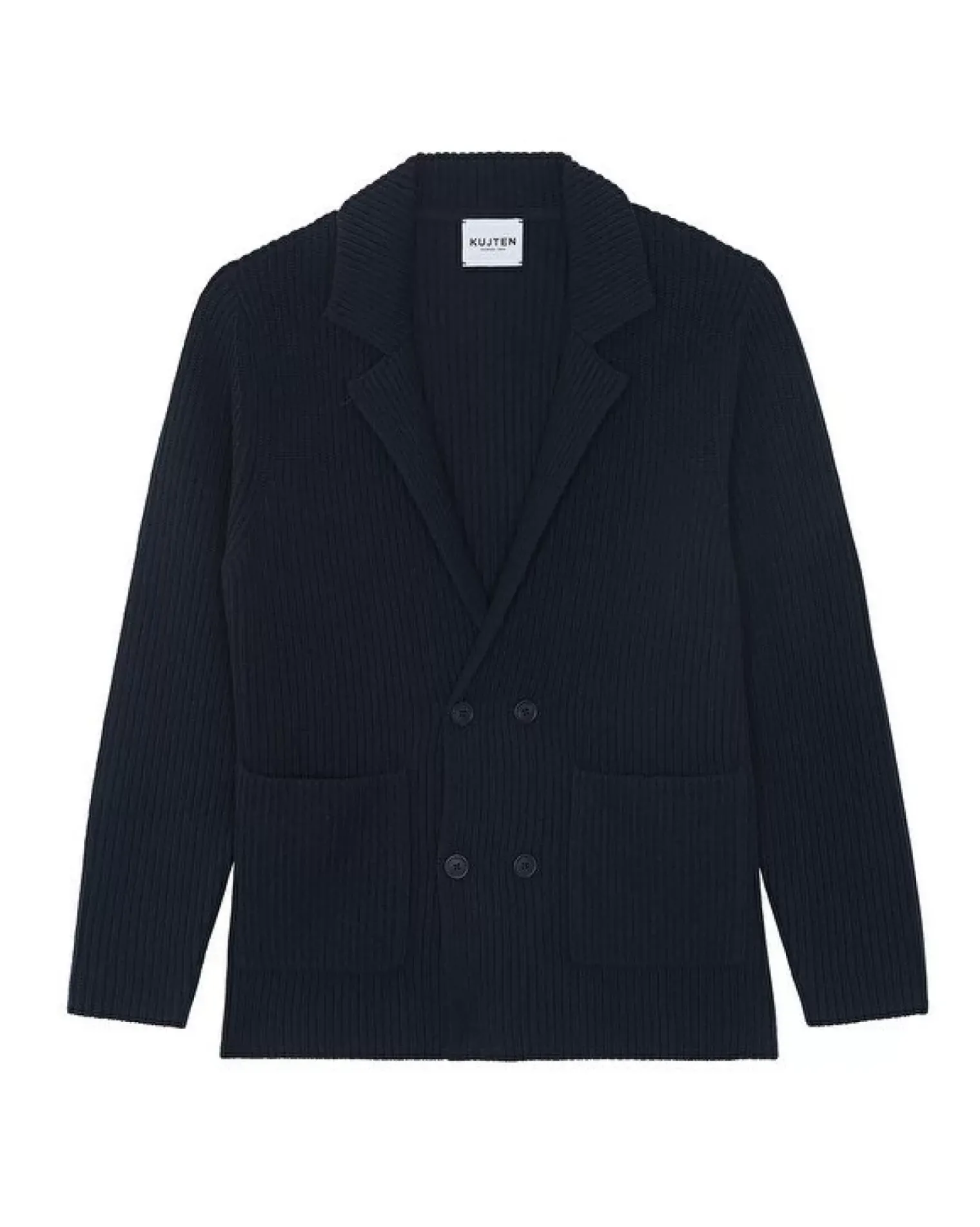 Kujten Jackets & Vests>Cardigan Stitch Cashmere Blazer Jacket, 6-Threads Bleu Marine Fonce