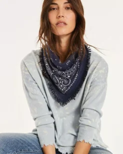 Kujten Scarves & Snoods>Cashmere Bandana, 2-Threads Bleu Marine Fonce