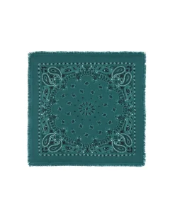 Kujten Bandanas>Cashmere Bandana With Fringes, 2-Threads Vert Foret