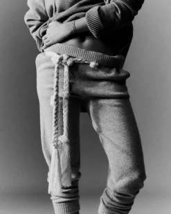 Kujten Joggings & Leggings>Cashmere Braided Belt Gris Mouline Fonce