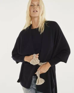 Kujten Capes & Ponchos>Cashmere Cape, 2-Threads Bleu Marine Fonce
