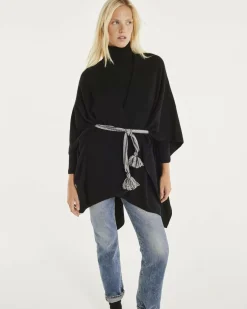 Kujten Capes & Ponchos>Cashmere Cape, 2-Threads Noir