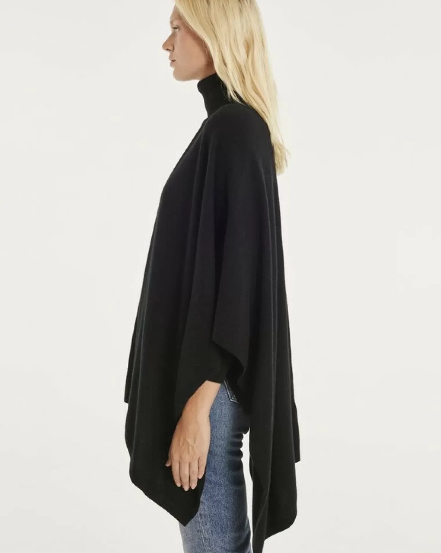 Kujten Capes & Ponchos>Cashmere Cape, 2-Threads Noir