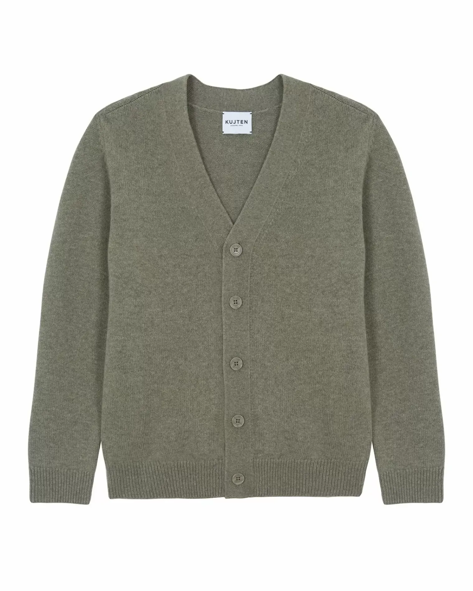 Kujten Jackets & Vests>Cashmere Cardigan Kaki Chine