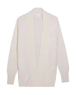 Kujten Jackets & Vests>Cashmere Cardigan Long Kimono Collar Blanc